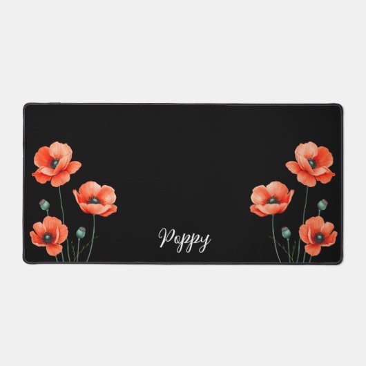 Blume Wasserfarbe Mohn Art Name Blumenmatte Schreibtischunterlage (Vorderseite)