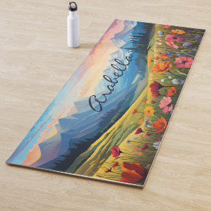 Blume Wasserfarbe Mohn Felsgebirge Yogamatte