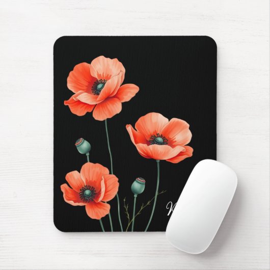 Blume Wasserfarbe Mohnart Name Blumenmousepad Mousepad (Mit Mouse)
