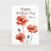Blume Wasserfarbe Mohnblume Art Muttertag Karte (Vorderseite)
