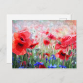 Blume Wasserfarbe Mohnblume Postkarte (Vorne/Hinten)