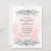 Blume Wasserfarbe Rosa Hochzeit Einladung (Vorderseite)