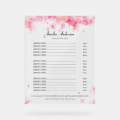 Blume Wasserfarbe Rosa Schönheitssalon Preisliste Acrylschild (Vorderseite)