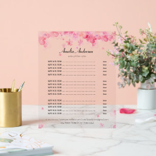 Blume Wasserfarbe Rosa Schönheitssalon Preisliste Acrylschild