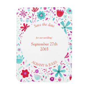 Blume Wasserfarbe Save the Date Aquamarin Magnet