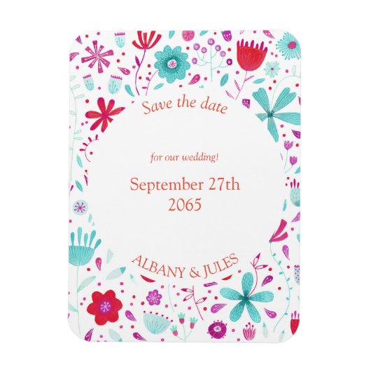Blume Wasserfarbe Save the Date Aquamarin Magnet (Vertikal)