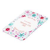Blume Wasserfarbe Save the Date Aquamarin Magnet (Linke Seite)