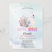 Blume Wasserfarbe Swan 1 Einladung (Vorne/Hinten)