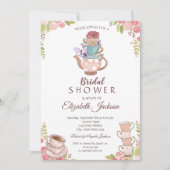 Blume Wasserfarbe Teapot Brautparty Einladung (Vorderseite)