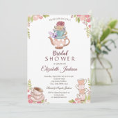 Blume Wasserfarbe Teapot Brautparty Einladung (Stehend Vorderseite)