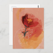 Blume Wasserfarbe und Linienzeichnung Postkarte (Vorne/Hinten)