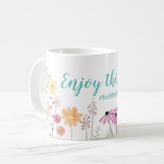 Blume Wasserfarbe Weide Genießen Sie diesen Moment Kaffeetasse (Vorderseite Links)
