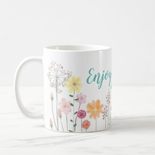 Blume Wasserfarbe Weide Genießen Sie diesen Moment Kaffeetasse (Links)