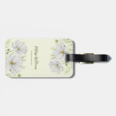 Blume Wasserfarbe Weißer Kosmos Botanische Malerei Gepäckanhänger (Rückseite horizontal)