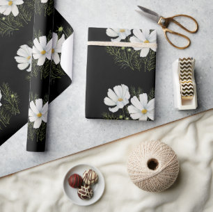 Blume Wasserfarbe Weißer Kosmos Botanische Malerei Geschenkpapier