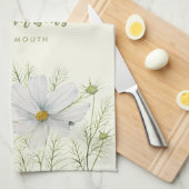 Blume Wasserfarbe Weißer Kosmos Botanische Malerei Geschirrtuch (Viertel Falte)