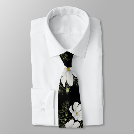 Blume Wasserfarbe Weißer Kosmos Botanische Malerei Krawatte (Gebunden)