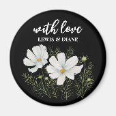 Blume Wasserfarbe Weißer Kosmos Botanische Malerei Magnet (Vorne)