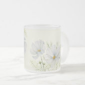 Blume Wasserfarbe Weißer Kosmos Botanische Malerei Mattglastasse (VorderseiteRechts)