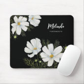 Blume Wasserfarbe Weißer Kosmos Botanische Malerei Mousepad (Mit Mouse)