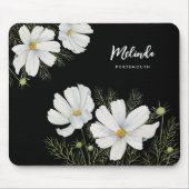 Blume Wasserfarbe Weißer Kosmos Botanische Malerei Mousepad (Vorne)