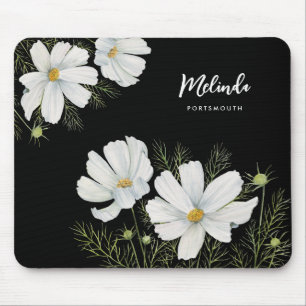 Blume Wasserfarbe Weißer Kosmos Botanische Malerei Mousepad