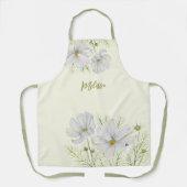 Blume Wasserfarbe Weißer Kosmos Botanische Malerei Schürze (Vorderseite)