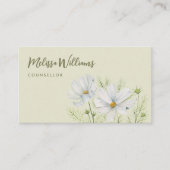 Blume Wasserfarbe Weißer Kosmos Botanische Malerei Visitenkarte (Vorderseite)