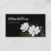 Blume Wasserfarbe Weißer Kosmos Botanische Malerei Visitenkarte (Vorderseite)