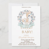 Blume Wasserfarben Babyhirschen Dots Babydusche Einladung (Vorderseite)