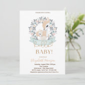 Blume Wasserfarben Babyhirschen Dots Babydusche Einladung (Stehend Vorderseite)