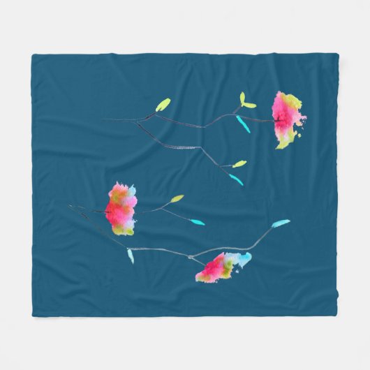 Blume Wasserfarben Blumenrosa Fleecedecke (Vorderseite (Horizontal))