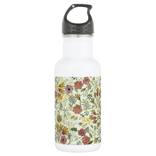 Blume Wasserfarbene Bienen Elegante Moderne Edelstahlflasche (Vorderseite)