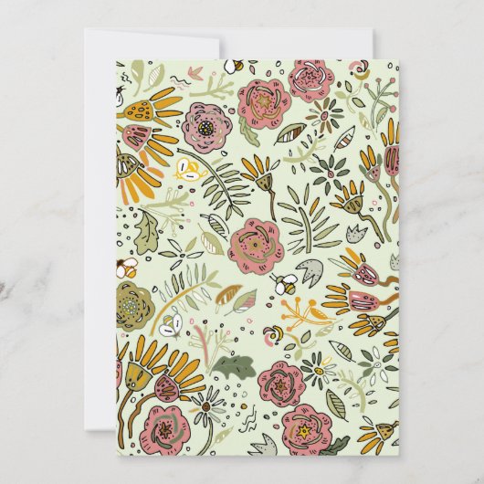 Blume Wasserfarbene Bienen Elegante Moderne Einladung (Rückseite)