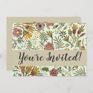 Blume Wasserfarbene Bienen Elegante Moderne Einladung