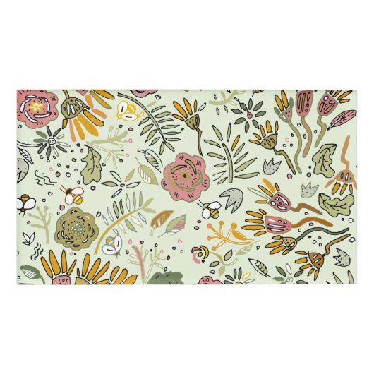 Blume Wasserfarbene Bienen Elegante Moderne Namenschild (Vorderseite)