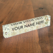 Blume Wasserfarbene Bienen Elegante Moderne Namensplakette