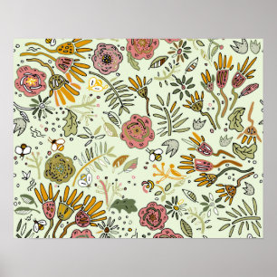 Blume Wasserfarbene Bienen Elegante Moderne Poster