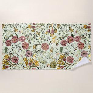 Blume Wasserfarbene Bienen Elegante Moderne Strandtuch