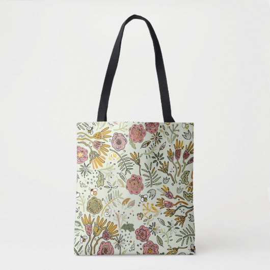 Blume Wasserfarbene Bienen Elegante Moderne Tasche (Vorderseite)