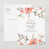 Blume Wasserfarbene Elegante Save the Date Ankündigungspostkarte (Vorne/Hinten)