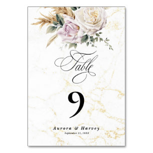 Blume Wasserfarbene Rose Elegante schicke Hochzeit Tischnummer