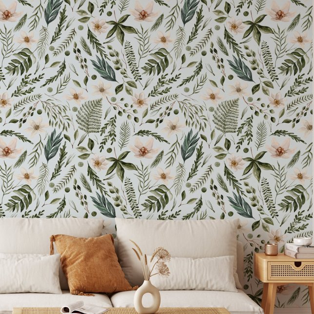 Blume Wasserfarbenes botanisches Muster Tapete (In situ)