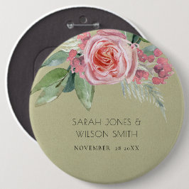 Blume WASSERFARBPINK GREEN FOLIAGE WEDD Button