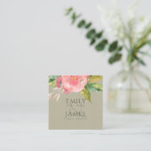 Blume WASSERFARBPINK GREEN FOLIAGE WEDD Quadratische Visitenkarte (Stehend Vorderseite)