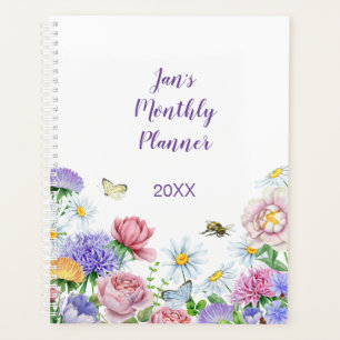 Blume Watercolor Garden Butterfly Bumblebee Planer