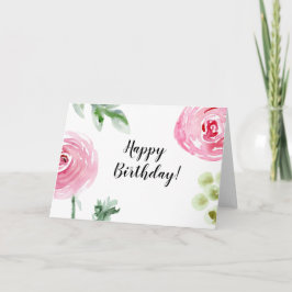 Blume Watercolor Happy Birthday Card Karte