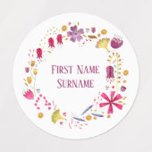 Blume Watercolor Individuelle Name Etiketten (Design 2)