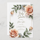 Blume Watercolor Kinderdusche Einladung (Vorne/Hinten)