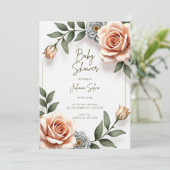 Blume Watercolor Kinderdusche Einladung (Stehend Vorderseite)